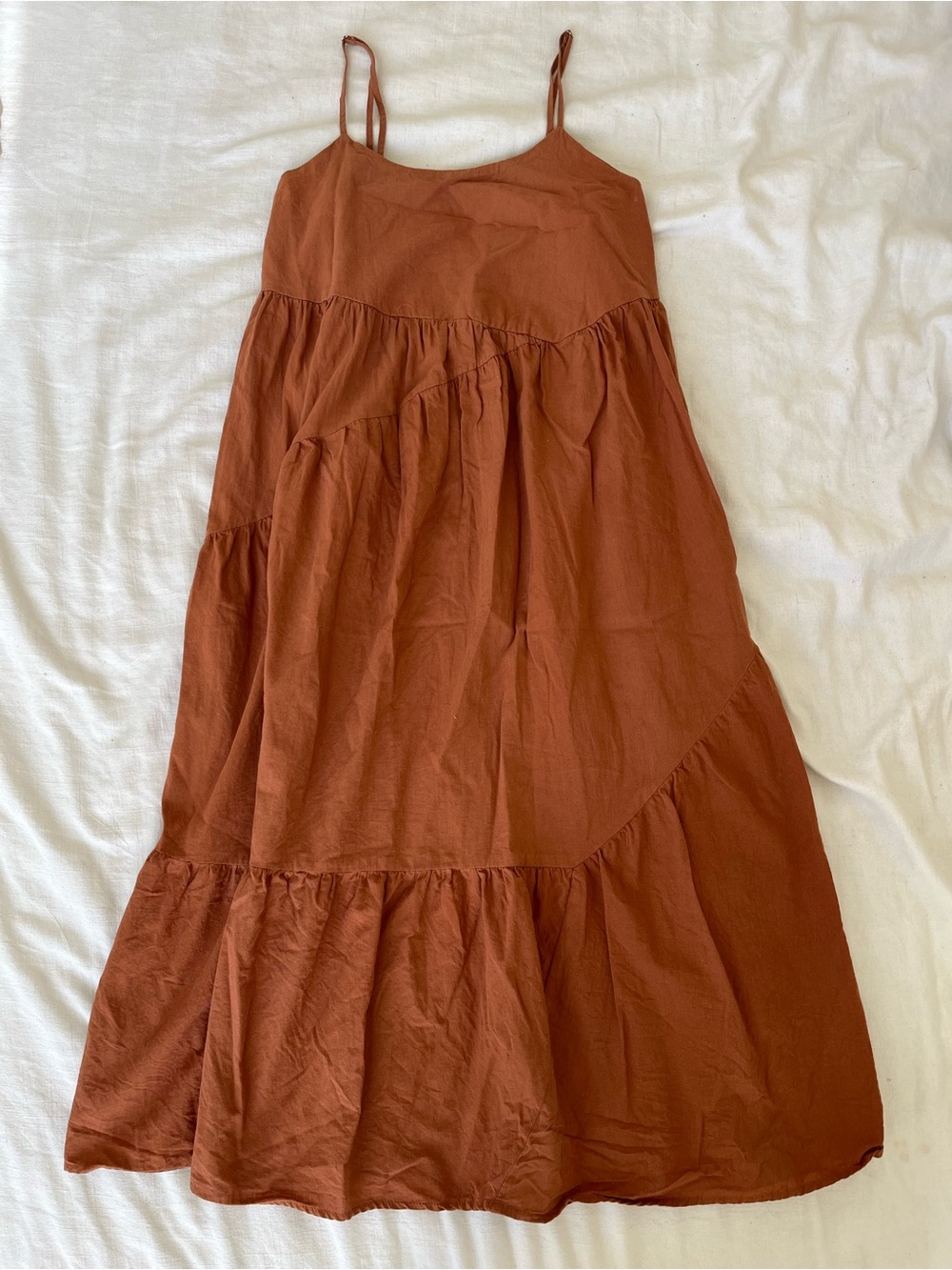 Women’s Rust Orange Tiered Midi Dress